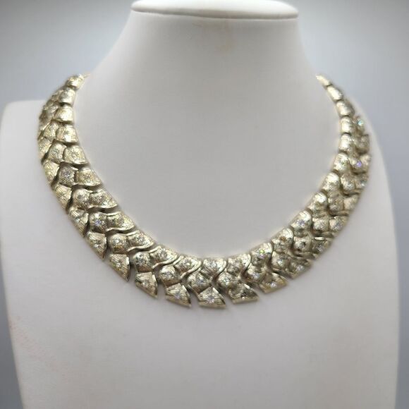 Vintage CORO Goldtone Rhinestone Necklace, Adjustable Length - Picture 9 of 10